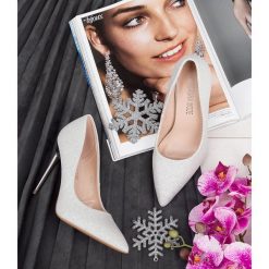 Czółenka damskie Laura Mode QL-131 Srebrne. Szare czółenka damskie LAURA MODE, bez wzorów, z tworzywa sztucznego, na wysokim obcasie, na obcasie. Za 99,00 zł.