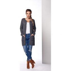 Klasyczny sweter płaszczyk grafit MARVELLA. Czarne swetry damskie Lemoniade, bez wzorów, eleganckie, bez rękawów, bez kaptura. Za 94,90 zł.