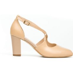 Beżowe czółenka z paskami na krzyż - skóra naturalna - model 1286 - kolor beż lico. Brązowe czółenka damskie Zapato, w paski, ze skóry, bez obcasa. W wyprzedaży za 247,20 zł.