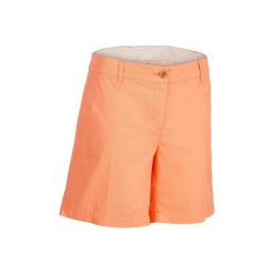 Spodenki do golfa 500 damskie. Pomarańczowe szorty damskie INESIS, xl, bez wzorów, z bawełny. W wyprzedaży za 34,99 zł.