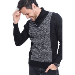 Sweter w kolorze czarno-szarym. Szare swetry męskie m, z kaszmiru. W wyprzedaży za 179,95 zł.