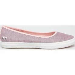 Lacoste - Baleriny Ziane Ballet. Różowe baleriny damskie Lacoste, bez wzorów, z gumy, bez obcasa. W wyprzedaży za 149,90 zł.