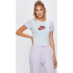 Nike Sportswear - T-shirt. Niebieskie topy damskie Nike Sportswear, m, bez wzorów, z elastanu, z okrągłym kołnierzem. W wyprzedaży za 99,90 zł.