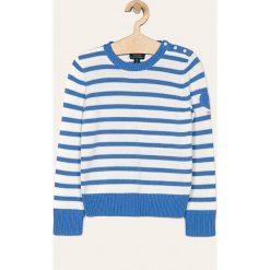 Polo Ralph Lauren - Sweter dziecięcy 128-176 cm. Niebieskie swetry dziewczęce Polo Ralph Lauren, bez wzorów, z bawełny, z okrągłym kołnierzem, bez rękawów, bez kaptura. W wyprzedaży za 339,90 zł.