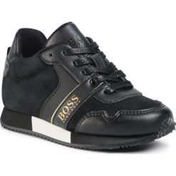 Sneakersy BOSS - J29225 S Black 09B. Czarne trampki chłopięce Boss, bez wzorów, z zamszu, na sznurówki. Za 499,00 zł.