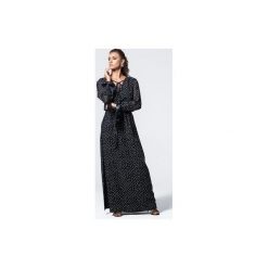 Sukienka maxi w kropki Puntino. Czarne sukienki damskie My image art, na imprezę, bez wzorów, z szyfonu, eleganckie, bez kołnierzyka, z długim rękawem, długie, maxi. Za 382,20 zł.