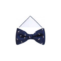 Granatowa mucha w bociany A305. Muszki męskie Modini Moda Męska, na co dzień, bez wzorów, z bawełny, eleganckie. Za 49,50 zł.