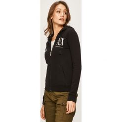 Armani Exchange - Bluza. Białe bluzy damskie Armani Exchange, s, z aplikacjami, z bawełny, bez rękawów, z kapturem. W wyprzedaży za 399,90 zł.