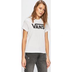 Vans - Top. Białe topy damskie marki Vans, s, z nadrukiem, z bawełny, z okrągłym kołnierzem. Za 109,90 zł.