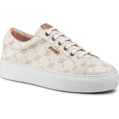 Sneakersy JOOP! - Cortina 4140004935 Off White 101. Brązowe półbuty damskie JOOP!, na co dzień, bez wzorów, ze skóry ekologicznej, bez obcasa, na płaskiej podeszwie, bez zapięcia. Za 599,00 zł.