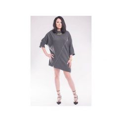 Sukienka/ tunika nietoperz z zamkiem SL2142SP Size Plus. Szare sukienki marki Soleil, uniwersalny, z długim rękawem, mini. Za 123,00 zł.