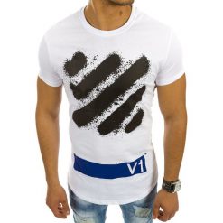 T-shirty męskie: T-shirt męski z nadrukiem biały (rx2139)