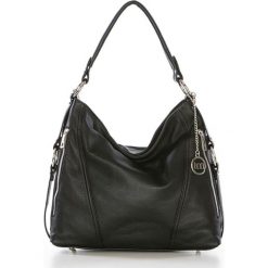 Shopper bag damskie: Skórzana torebka w kolorze czarnym – 35 x 29 x 12 cm