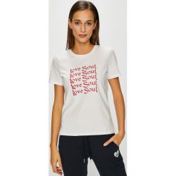 Only - Top. Szare topy damskie ONLY, l, z nadrukiem, z bawełny, z okrągłym kołnierzem. W wyprzedaży za 49,90 zł.
