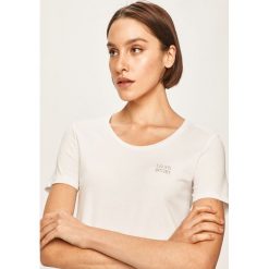 Liu Jo - T-shirt. Czerwone bluzki damskie Liu Jo, s, bez wzorów, z elastanu, casualowe, z włoskim kołnierzykiem, z krótkim rękawem. W wyprzedaży za 99,90 zł.