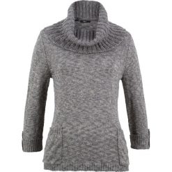 Sweter z golfem i kieszeniami bonprix szary melanż. Szare swetry damskie bonprix, bez wzorów, bez rękawów. Za 49,99 zł.