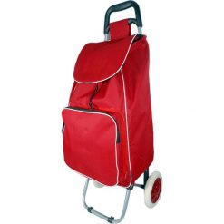 Shopper bag damskie: Torba w kolorze czerwonym na kółkach – 35 l
