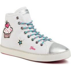 Trampki GEOX - J Clak G. D J0204D 00010 C0653 D White/Multicolor. Białe trampki dziewczęce Geox, z aplikacjami, z gumy, bez zapięcia. W wyprzedaży za 229,00 zł.