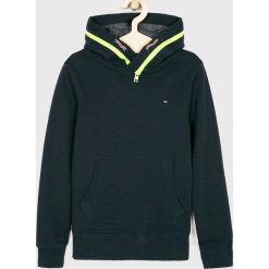 Tommy Hilfiger - Bluza dziecięca 140-176 cm. Niebieskie bluzy chłopięce TOMMY HILFIGER, bez wzorów, z elastanu, bez rękawów, z kapturem. Za 299,90 zł.