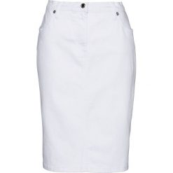 Spódniczka dżinsowa z połyskującym paskiem bonprix biały denim. Spódniczki damskie bonprix. Za 99,99 zł.