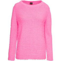 Sweter neonowy bonprix różowy neonowy. Różowe swetry damskie bonprix, bez wzorów, eleganckie, bez rękawów, bez kaptura. Za 99,99 zł.