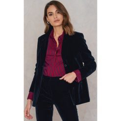 Marynarki męskie slim fit: NA-KD Party Luźna marynarka z aksamitu – Blue,Navy