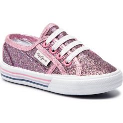 Tenisówki PEPE JEANS - Baker Glitter Kids PGS30396 Fuchsia 357. Różowe trampki dziewczęce Pepe Jeans, bez wzorów, z jeansu, bez zapięcia. Za 179,00 zł.
