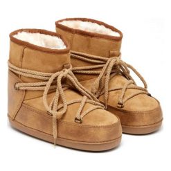 Buty zimowe damskie: Śniegowce w kolorze jasnobrązowym
