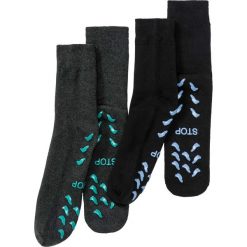 Skarpetki ocieplane z antypoślizgową podeszwą (2 pary), unisex bonprix antracytowy melanż + czarny. Szare skarpetki damskie bonprix, bez wzorów. Za 34,99 zł.