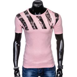T-shirt męski z nadrukiem S959 - pudrowy róż. Różowe t-shirty męskie Ombre Clothing, s, z nadrukiem, bez kołnierzyka. Za 13,99 zł.