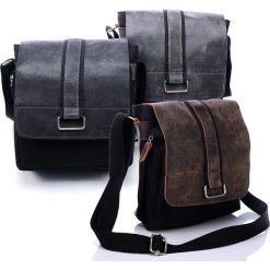 Torba skórzana raportówka vintage unisex brązowo-czarna - czarny / brązowy. Pomarańczowe torby męskie skórzane bez wzorów, ze skóry, vintage. Za 139,99 zł.