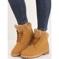 Camelowe Traperki Stitches. Brązowe buty zimowe damskie Born2be, z okrągłym noskiem, na niskim obcasie. Za 79,99 zł.