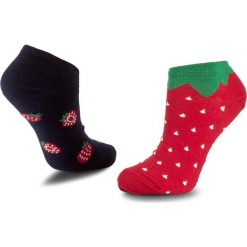 Skarpetki męskie: Skarpety Niskie Unisex MANY MORNINGS – Strawberries Low Czerwony Granatowy