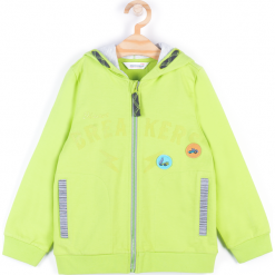 Bluza. Zielone bluzy chłopięce marki BREAKERS, z aplikacjami, z bawełny, z długim rękawem, długie, z kapturem. Za 49,90 zł.