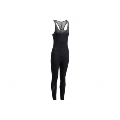 Kombinezon fitness kardio 900 damski. Czarne kombinezony eleganckie DOMYOS, z elastanu. Za 94,99 zł.