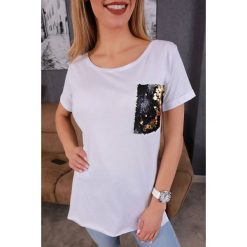 T-shirt damski EZAMIA WHITE. Białe bluzki damskie IVET, bez wzorów, bez kołnierzyka, bez rękawów. W wyprzedaży za 19,00 zł.