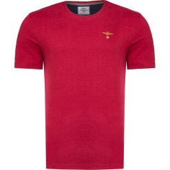 T-shirt AERONAUTICA MILITARE. Czerwone t-shirty męskie moro, z bawełny, militarne, z okrągłym kołnierzem. W wyprzedaży za 200,00 zł.