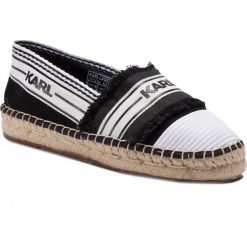 Espadryle KARL LAGERFELD - KL80109 Black Knit Textile Mix. Czarne espadryle damskie KARL LAGERFELD, bez wzorów, ze skóry, bez obcasa, na płaskiej podeszwie. W wyprzedaży za 419,00 zł.