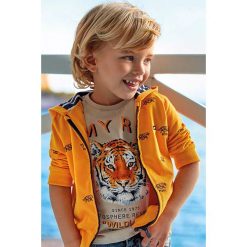 Mayoral - Bluza dziecięca 92-134 cm. Żółte bluzy chłopięce Mayoral, bez wzorów, z elastanu, bez rękawów, z kapturem. Za 129,90 zł.