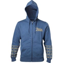 The Legend Of Zelda Breath Of The Wild - Gold Game Logo Bluza z kapturem rozpinana odcienie niebieskiego. Niebieskie bejsbolówki męskie The Legend Of Zelda, xxl, z nadrukiem, z kapturem. Za 199,90 zł.