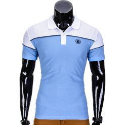 KOSZULKA MĘSKA POLO BEZ NADRUKU S832 - BŁĘKITNA. Niebieskie koszulki polo męskie marki Ombre Clothing, s, z nadrukiem. Za 29,00 zł.