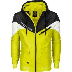 KURTKA MĘSKA PRZEJŚCIOWA C338 (II GATUNEK) - CZARNA/ŻÓŁTA. Żółte kurtki męskie Ombre Clothing, s, bez wzorów, z poliesteru, bez kaptura. Za 59,00 zł.