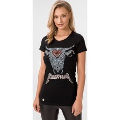 Philipp Plein Koszulka Czarny. Czarne koszulki damskie Philipp Plein, m, z nadrukiem, z bawełny, bez kołnierzyka, z krótkim rękawem. Za 1313,95 zł.