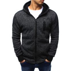 Bluzy męskie: Bluza męska rozpinana czarna z kapturem (bx3151)