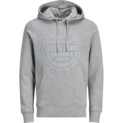 Bluza z kapturem. Czarne bluzy męskie rozpinane marki Jack & Jones, l, z bawełny, z długim rękawem, długie, z kapturem. Za 102,86 zł.