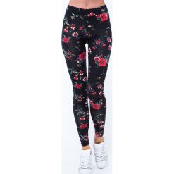 Legginsy w kwiaty czarne 8087. Czarne legginsy damskie Fasardi, m, w kwiaty. Za 31,20 zł.