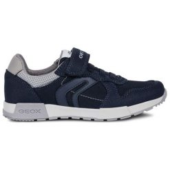 Geox Tenisówki Chłopięce Alfier 34 Niebieskie. Niebieskie buty chłopięce sportowe Geox, bez wzorów, eleganckie, na rzepy. W wyprzedaży za 225,00 zł.