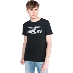Replay Koszulka Czarny. Czarne podkoszulki męskie Replay, l, z nadrukiem, z bawełny. Za 188,95 zł.