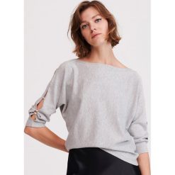 Sweter z wycięciami na rękawach - Szary. Szare swetry damskie Reserved, s, bez wzorów, bez rękawów, bez kaptura. Za 59,99 zł.