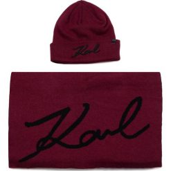 Zestaw Szalik i Czapka KARL LAGERFELD - 96KW3309 Wine 505. Czerwone czapki męskie KARL LAGERFELD, bez wzorów, z bawełny. Za 899,00 zł.